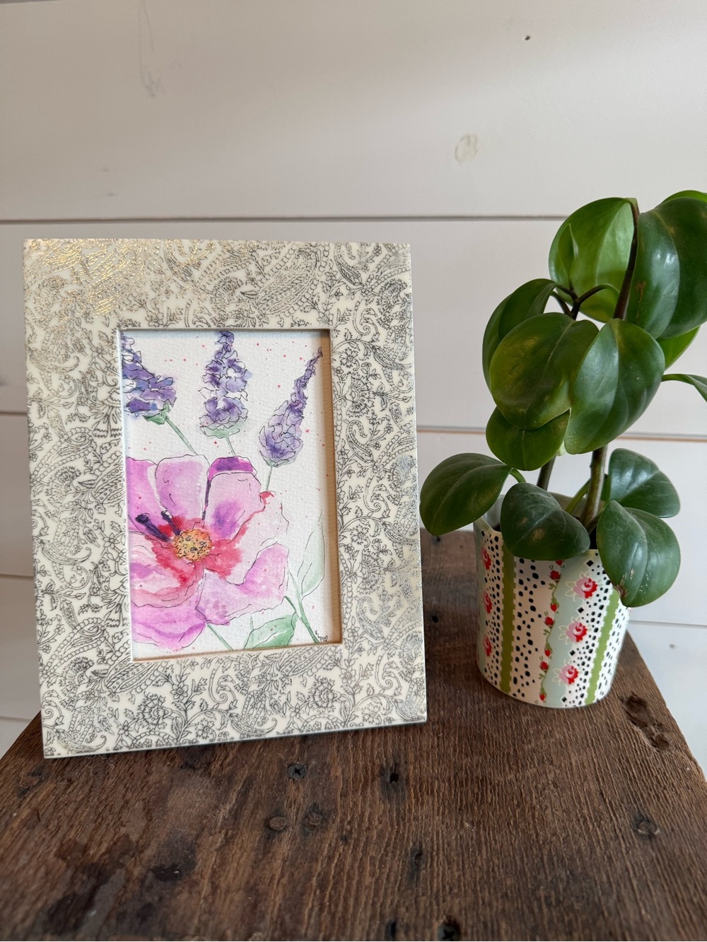 Hand crafted watercolor original in 4x6 frame